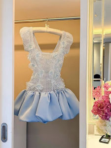 Lace Embroidery Luxury Elegant Slimming Birthday Party Dress