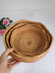 Wicker Fruit Basket Home Wave Edge Creative Snack Box Tea Candy Storage Basket Chinese Style Country Life Handmade Kitchen