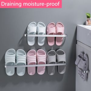 COD Alumimum Punch-free Slipper Rack Wall-mounted Draining Moisture-proof Room Shoe Rack