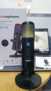 Mic USB ZX - 776 Cardioid RGB - Âm thanh chuyên nghiệp giám sát thời gian thực đèn LED đổi màu tắt tiếng một chạm mic thu âm livestream podcast gaming