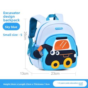Cute Cartoon Digger Truck Backpack for Toddlers Nursery Boys Engineering Vehicle School Bag Small Class Big Class Mignon Baby