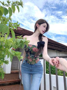 Áo Ba Lỗ Họa Tiết Hoa Ngọt Ngào Cay Nồng Ôm Vừa Vặn Thon Gọn Phong Cách Pháp Cổ Điển Dành Cho Nữ Mùa Hè 2025 Áo Ngắn