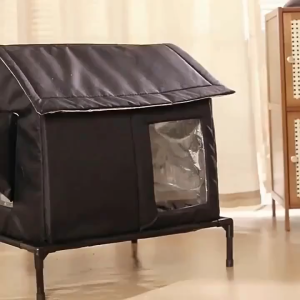 Lovinland Cat House Waterproof Insulated Enclosed Shelter Raised Base Rainproof Windproof Warm Cat Villa for Feral Cats