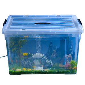 Large Transparent Plastic Storage Box Turtle Replenishment Box Aquatic Animal Transport Box Rectangular Organizer Box for Fish