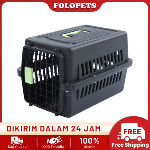 FOLOPETS Pet Cargo Kucing Gratis ALAS Hitam Kandang Anjing Kandang Kucing Kelinci/Anabul - Tas Travel Hewan - Pet Carrier Kandang Dengan Pintu Besi