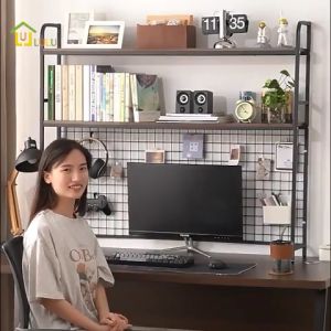 Desktop Rack Grid Bookshelf Desktop Storage Rack Tabletop Organiser Multi-layer Shelf Tabletop Storage Student Computer Desk Multipurpose Tabletop Storage Organiser Hanging Net