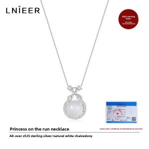 Lnieer | Natural White Chalcedony Escape Princess Style Necklace 925 Sterling Silver