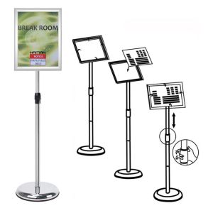 A4 Adjustable Poster Stand Holder Stainless steel Standing Display Sign HolderFloor Sign Stands