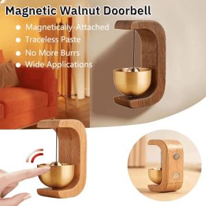 Magnetic Walnut Doorbell Home Reminder Brass Bell Door Hanging Decoration Housewarming Gift 胡桃木门铃