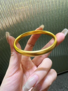 Inheriting 24K Gold Wide Version Bracelet Fashionable Versatile Hand Ring for Girlfriend Original Design Alloy Plated Jewelry