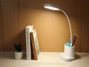 Lampu Meja Baca LED Plastik Portabel Dengan Tempat Pensil & USB