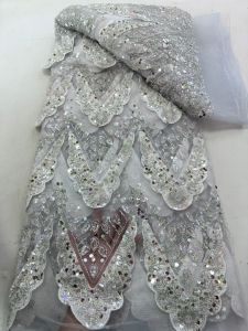 OLEVO | Elegant Beaded Lace African Nigerian High-End Luxury French Sequins Mesh Fabric for Womens Party Dresses Fashionable 2026 AT281