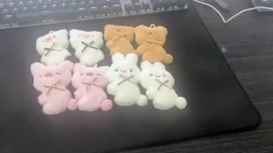 Móc khóa gấu trúc dễ thương có dây đeo hình thú phát ra âm thanh đồ chơi nhồi bông cặp đôi hoạt hình