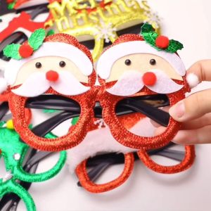 Christmas Party Glasses Festive Photo Props Santa Tree Antler Snowman Frames for Adults and Kids
