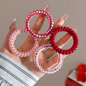 Dây Buộc Tóc Đàn Hồi Cao Màu Đỏ Dây Thun Bền Cho Phụ Nữ Phụ Kiện Tóc Buộc Đuôi Ngựa Thấp Phụ Kiện Tóc Tròn Cho Năm Mới