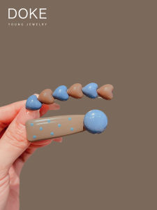 Korean Style Heart Polka Dot Hair Clips Womens Fashion Side Hair Cards Bangs Fringe Hairpin Acrylic Material Simple Design