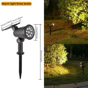 ZHIYU | 9 LED Solar Spot Lights Outdoor RGB Solar Landscape Lights IP65 Waterproof Brightness Adjustable for Garden Yard Palm Trees