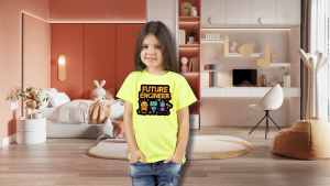 Tee Planet Kids Future Engineer Design Shirt Gray Red Black Khaki Peach Aqua Blue Violet Yellow Orange Pink Lilac Apple Green White Golden Yellow Dark Blue for 2-13 yrs old Comfortable Everyday Sports School Shirts