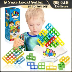 ❤️【Same Day Delivery】 Balance Game Swing Stacking High Toy Russian Building Blocks Stacking Music Childrens Party Table Game 16 Building Blocks LZC-Tetra-Tower-Kit