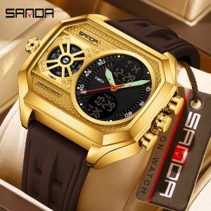 Sanda | SANDA Luxury Multi-Function Mens Wristwatch Fashion Design Quartz Water Business Square Dial Date Display Relogio Masculino