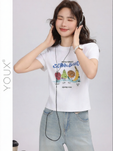 YOUXIANG | Áo Thun Nữ Thời Trang Ôm Sát In Hình