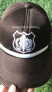 Topi Satpam Coklat List Putih