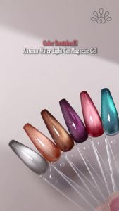 BORN PRETTY 10ml Golden Coffee Gradient Cat Magnetic Gel Polish Brown Glass Bead Moonlight Soak Off UV Autumn Gel Nail Art