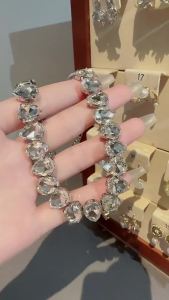 Colorful Rhinestone Crystal Necklace For Women Luxury Fashion Water Drop Choker Necklaces For Party Wedding Bridal Jewelry K0