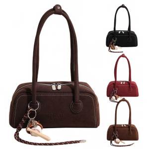 MOJOYCE Suede Shoulder Bag for Women with Zipper Underarm Bag Solid Satchel Purse Clutch Purse for Work Travel