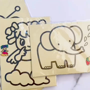 Mainan Anak Lukis Pasir DIY Gambar Stiker Kertas Sticker Sand Mewarnai Edukasi Kreatif Pasir Gambar