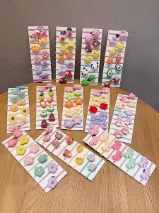 10/50 Packs of Cute Girls’ Hair Clips Featuring Small Flowers Bows Ice Cream and Small Pineapple Cartoon Hair Accessories.