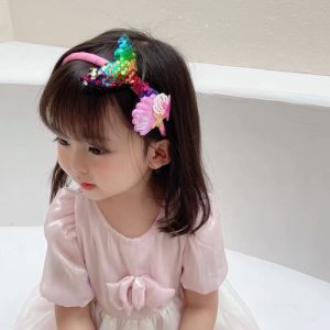 Shiny Sequin Mermaid Tail Kids Headband Rainbow Fish Tail Starfish Shell Hair Bands Girls Hair Hoop Children Hair Accessories