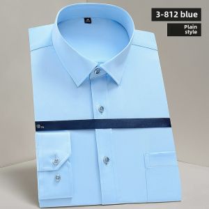 Autumn Long Sleeve Casual Shirt Mens Youth Pink Business Slim Fit Shirt Elastic Iron Free Button Collar Striped Fashion City Wear