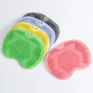 Silicone Rub Back Brush Bathroom Non-slip Wash Foot Pad Massage Shower Mat with Sucker Bath Massage Foot Exfoliating Brush Pad
