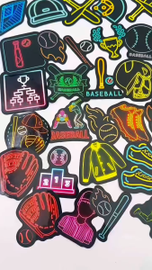 50Pcs Neon Baseball Stickers - Waterproof Vinyl Decals for Fans DIY Graffiti for Laptops Notebooks