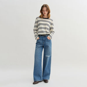 DUSHU | Plus Size No Stretch Distressed Denim Pants