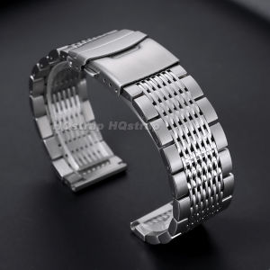 Premium Stainless Steel Flat End Watch Band 18mm 20mm 22mm 24mm Breathable Mesh Metal Strap Silver Black Bracelet for Luxury Men