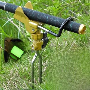 Multi-Functional Fishing Rod Bracket Swivel Stainless Steel Fishing Platform Two-Way Fish Pole Stand Ground Plug Outdoor Camping Travel Gear