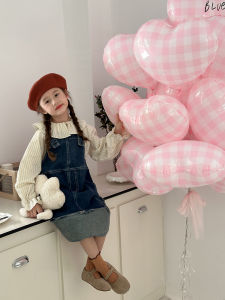Fashionable Retro Patchwork Denim Overalls Dress for Girls Spring Autumn New Style Baby Korean Version Cotton Overalls Skirt