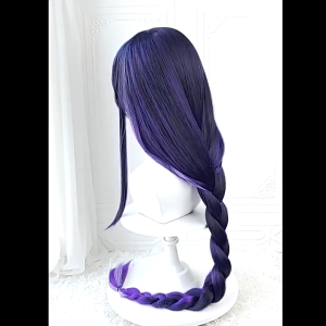 Raiden Shogun Wig Genshin Impact Wig Costume Cosplay 100cm Long Blue Purple Braid Wigs Heat Resistant Synthetic Hair
