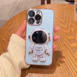 Luxury 3D Astronaut Phone Case For iphone 14 13 Pro Max Plus Mini Shockproof Soft TPU Folding Stand Cover