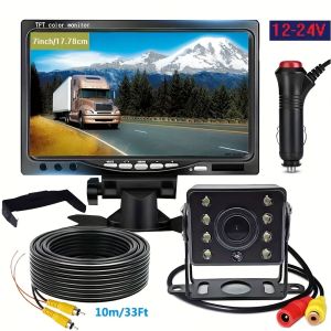 7" Monitor Heavy Duty Wired CCD 8LED Rear View Camera RCA 10M Cable Reversing Backup Camera for Motorhome Caravan Bus RV