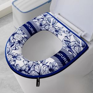 Thickened Toilet Seat Cover All-Season Household Toilet Mat Waterproof New 2025 Plush Material Adult Vintage Style Toilet Lid Cover