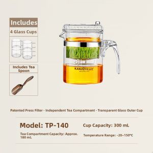 Kamjove | Press Button Large Capacity Heat-resistant Glass Tea Pot