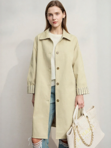 Áo Khoác Trench Dài Phong Cách Nhật Đơn Giản Màu Đối Chọi