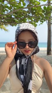 Khăn Lụa Vuông Làm Áo Yếm Quàng Đầu Hottren Họa Tiết Chữ "H" - Chất Liệu Chiffon - 90x90cm - Mã KL065