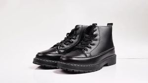 Original Boots For Men British Style High Cut Shoes Riding Shoes For Motorcycle Martin Boots Men Black Leather Boots