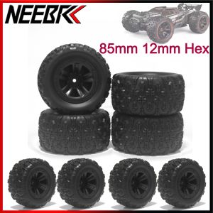 85mm 12mm Hex Monster Truck Rubber Tires Wheels for 1/14 1/16 RC Car Wltoys 144001 144010 HBX 16889 SCY 16101 Pro MJX Hyper Go