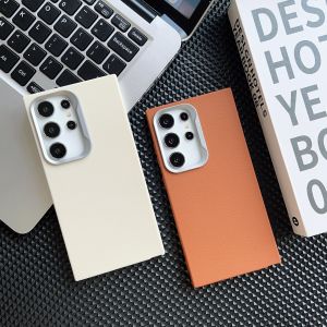 Simple Minimalist Soft Leather Texture Phone Case for Samsung S25 S25+ S25U Protective Cover New Model S24 S24+ S24U