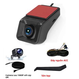 Camera Hành Trình Kép AEVYVKV UHD 1080P Với Tầm Nhìn Ban Đêm DVR Ô Tô Tích Hợp WiFi Giám Sát Đỗ Xe 24 Giờ Camera Phía Sau Màu Đen